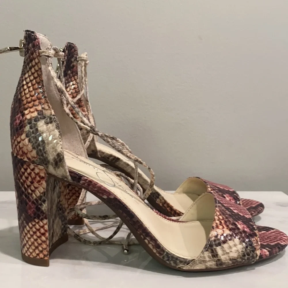Jessica Simpson Snake Print Block Heel Sandals